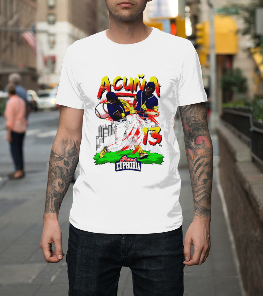 Acuna Euphoria Atlanta Braves 13 Hand Drawn T-Shirt
