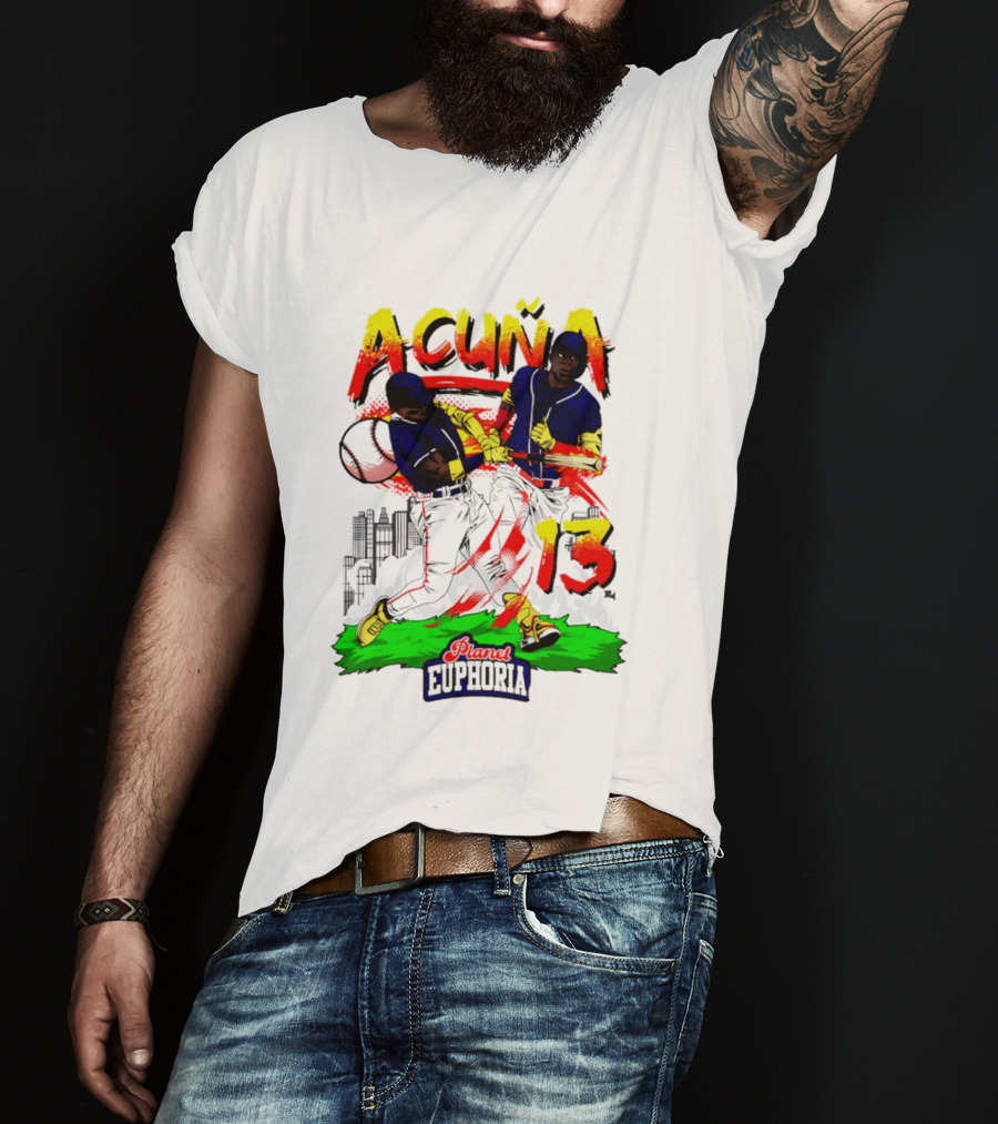 Acuna Euphoria Atlanta Braves 13 Hand Drawn T-Shirt