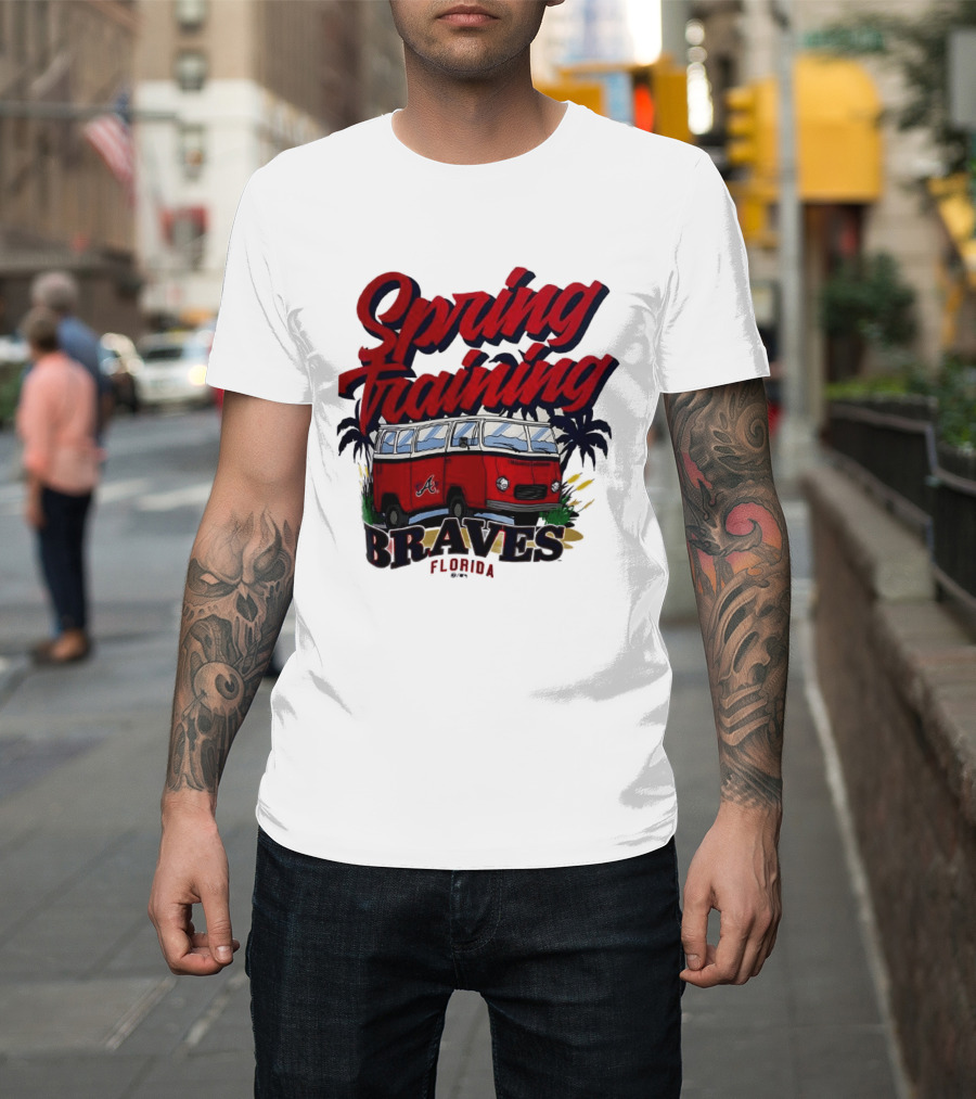 Spring Training Braves Florida Vintage VW Bus Palm Trees T-Shirt