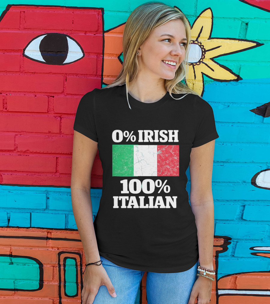0 Irish 100 Italian Flag Heritage Pride Italy T-Shirt