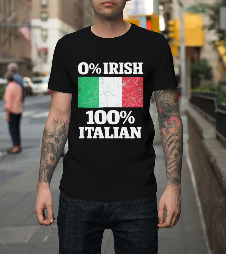 0 Irish 100 Italian Flag Heritage Pride Italy T-Shirt