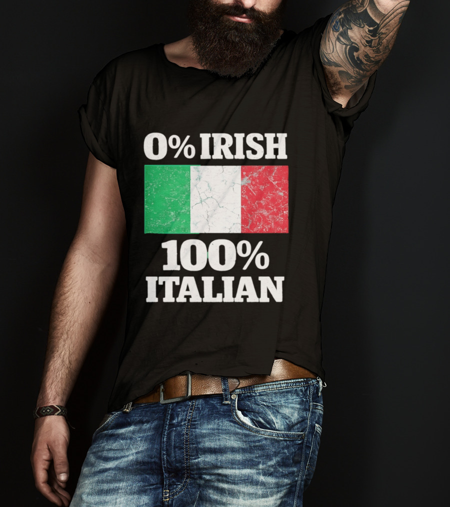 0 Irish 100 Italian Flag Heritage Pride Italy T-Shirt