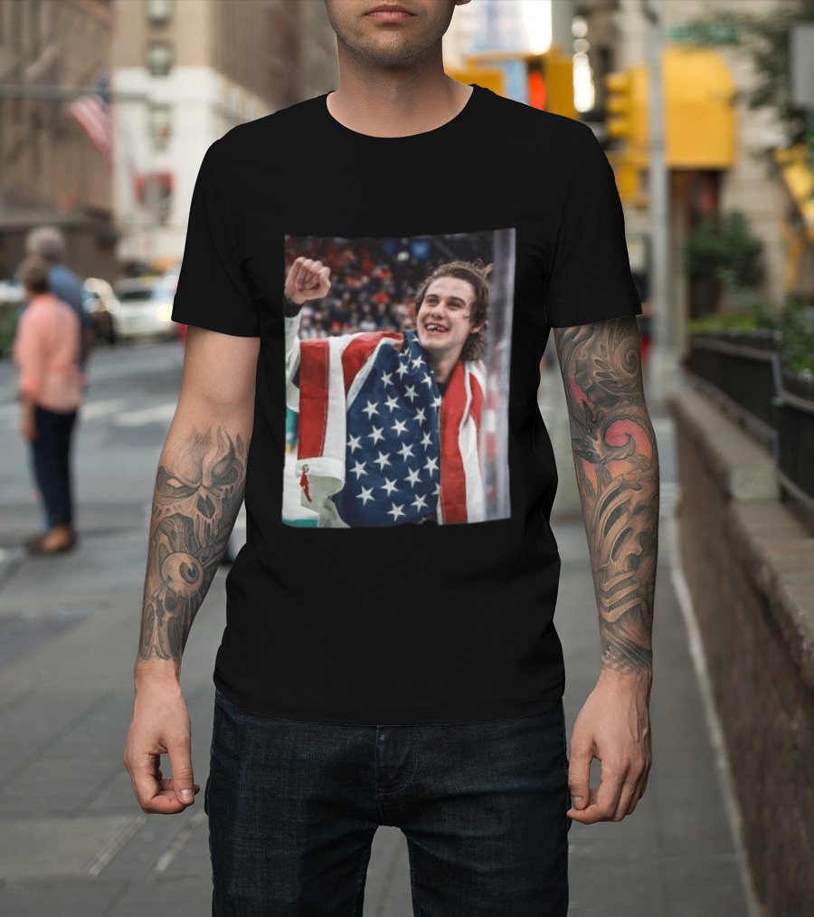 Jack Hughes USA Hockey Celebrates Gold Victory T-Shirt