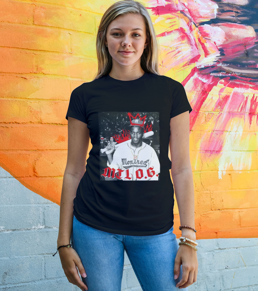 Jackie Robinson Montreal MTL O.G. Baseball Legend Icon Red Crown Flames T-Shirt