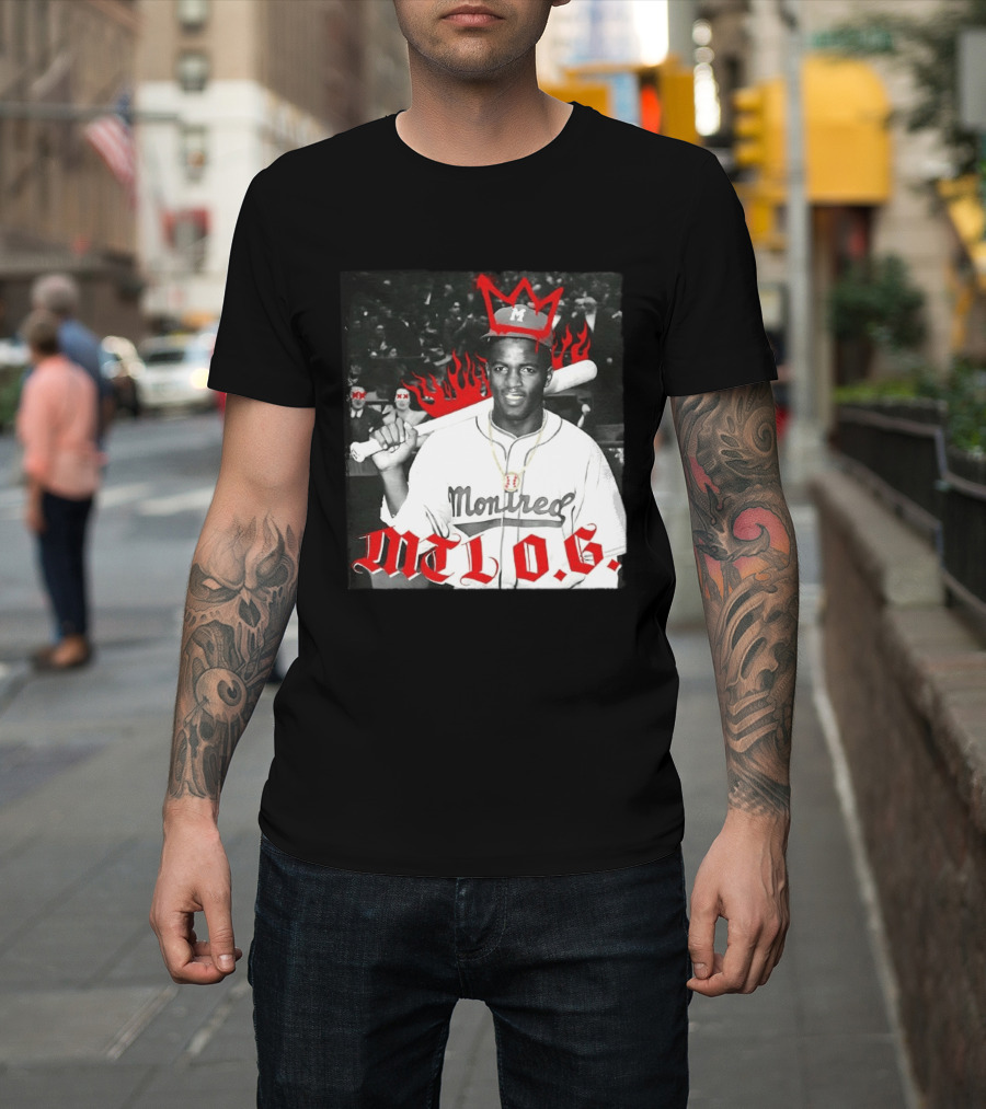 Jackie Robinson Montreal MTL O.G. Baseball Legend Icon Red Crown Flames T-Shirt