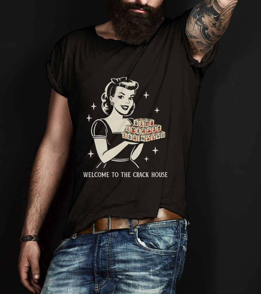 Welcome To The Crack House Retro Style Mahjong Blocks Lady T-Shirt