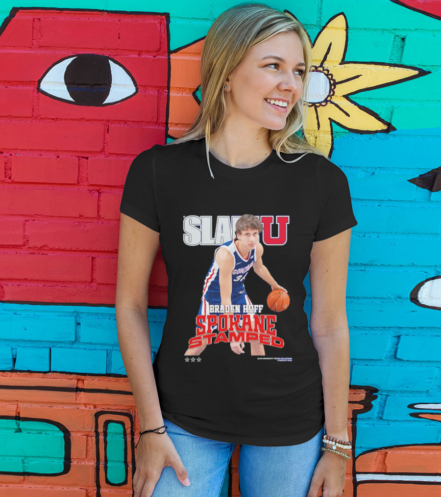 Braden Huff Gonzaga Bulldogs SlamU Spokane Stamped Basketball T-Shirt