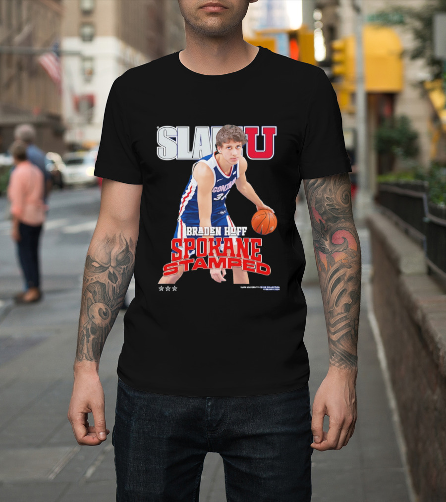 Braden Huff Gonzaga Bulldogs SlamU Spokane Stamped Basketball T-Shirt