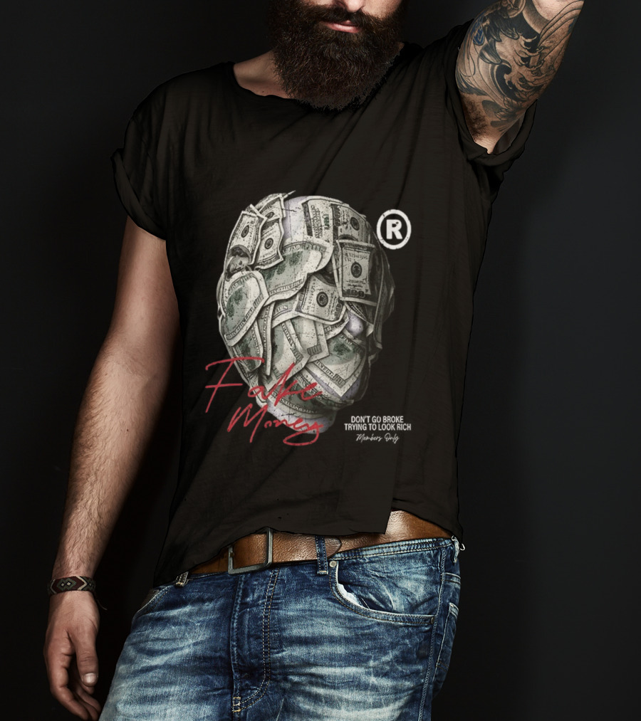 Fake Money Masked Head Members Only Rich Trademark T-Shirt