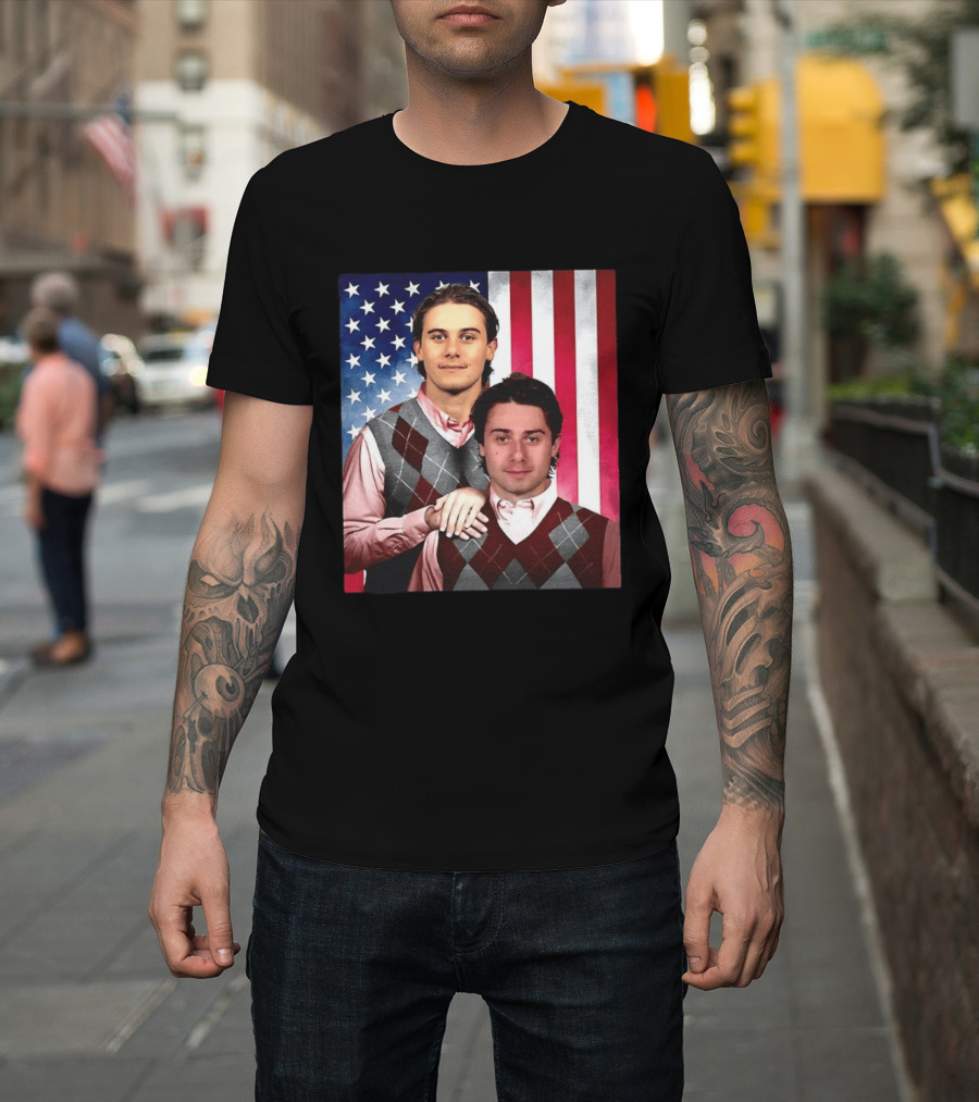 Jack Quinn Hughes USA Hockey Step Brothers American Flag T-Shirt