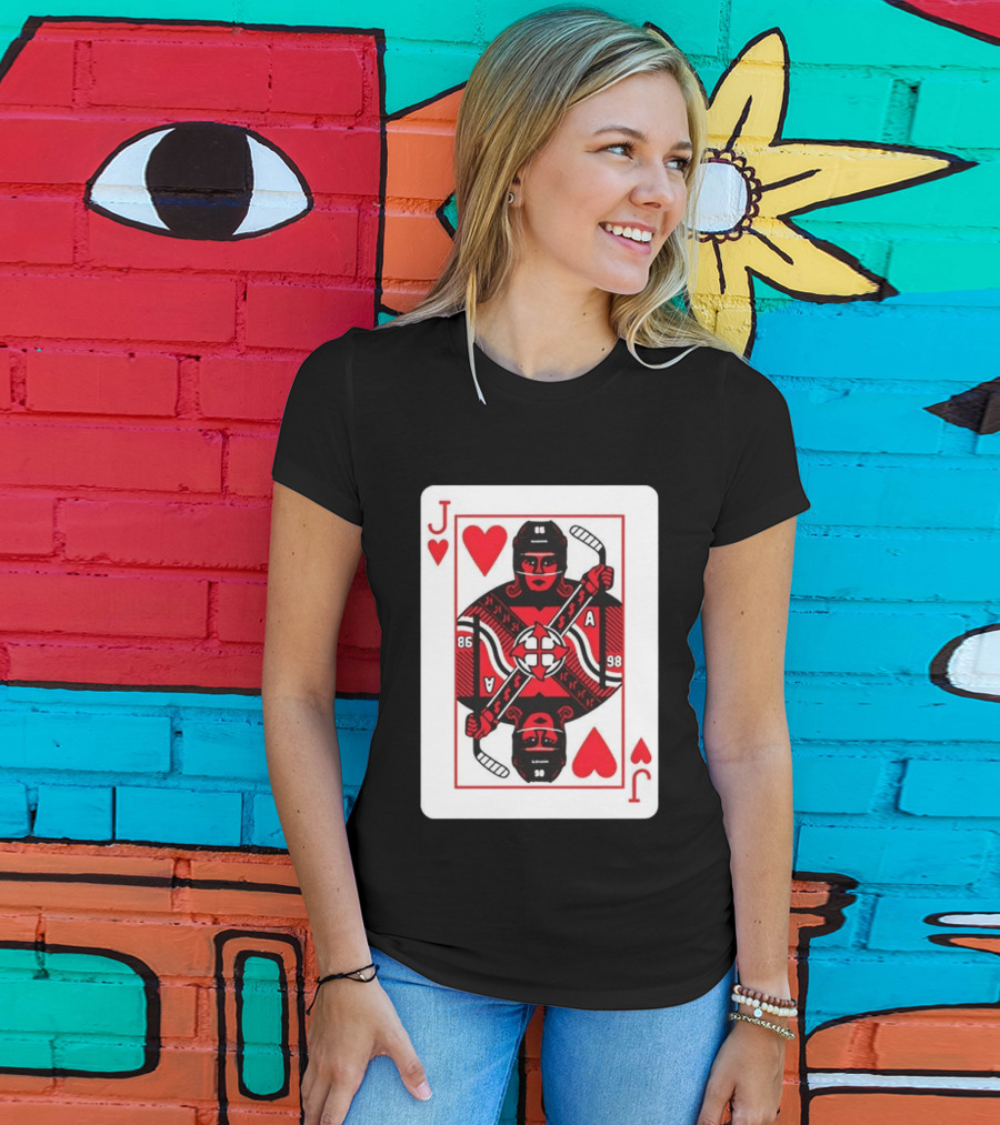 Jack Hughes Playing Card Hockey Jersey 86 Jack Of Hearts Ace T-Shirt