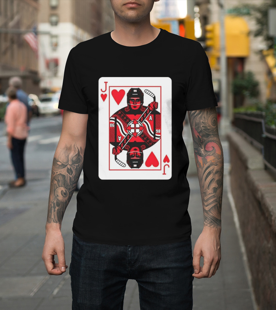 Jack Hughes Playing Card Hockey Jersey 86 Jack Of Hearts Ace T-Shirt