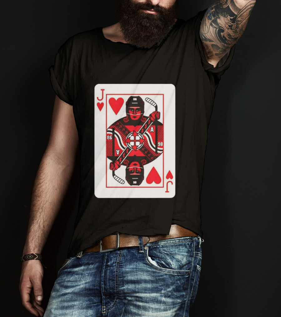 Jack Hughes Playing Card Hockey Jersey 86 Jack Of Hearts Ace T-Shirt