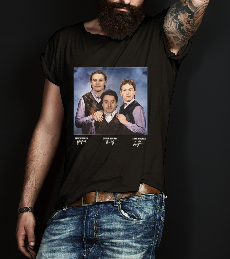 Jack Hughes Luke Hughes Quinn Hughes Team USA Ice Hockey Step Brothers Meme T-Shirt
