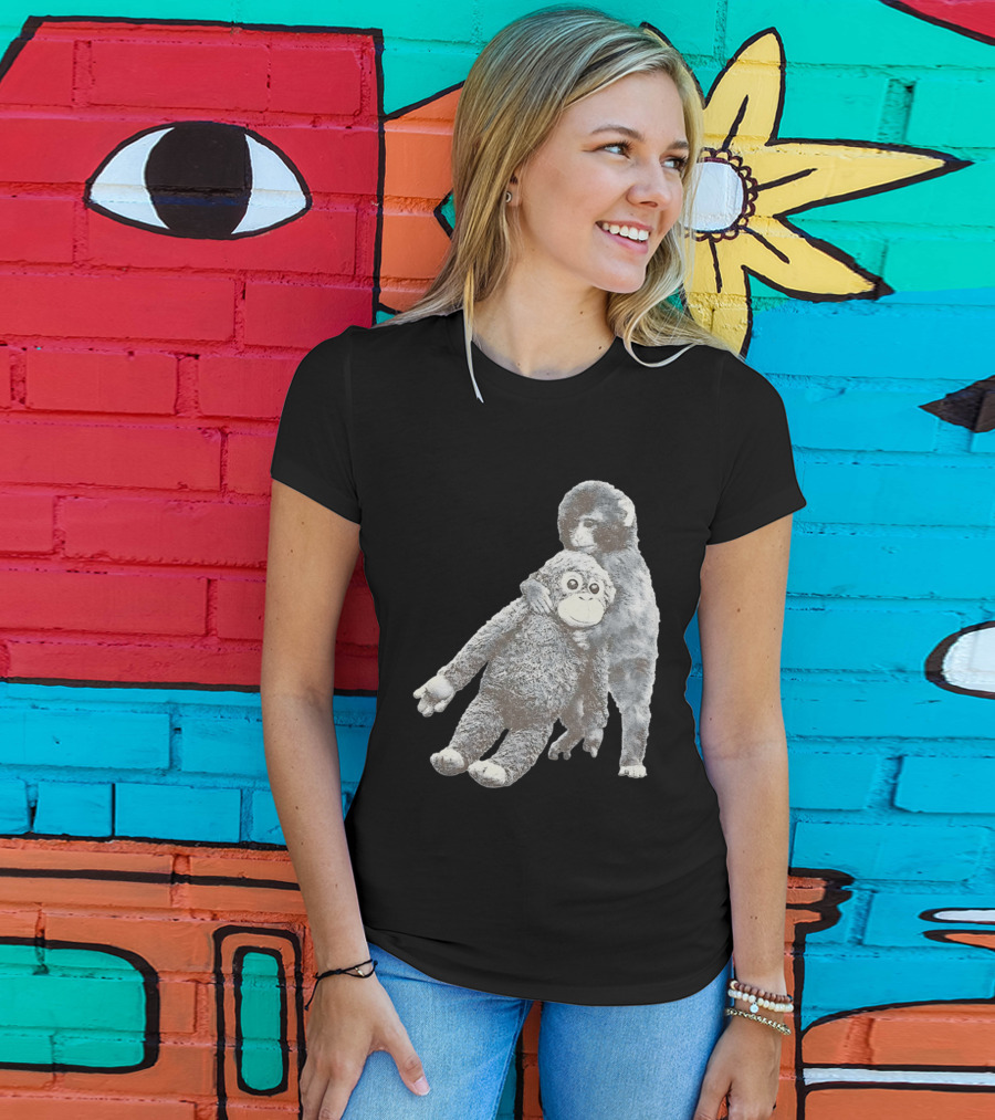 Punch Kun Monkey Plush Toy Hugging Scene T-Shirt