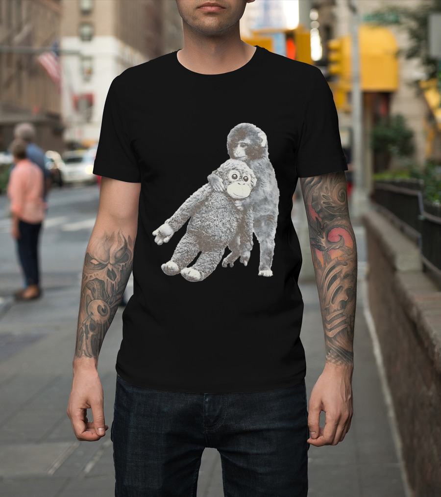 Punch Kun Monkey Plush Toy Hugging Scene T-Shirt