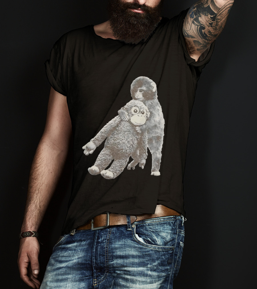 Punch Kun Monkey Plush Toy Hugging Scene T-Shirt