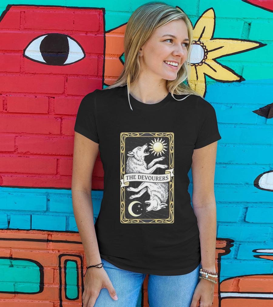 Skoll And Hati Norse Mythology Tarot Card Sun And Moon Wolves The Devourers T-Shirt