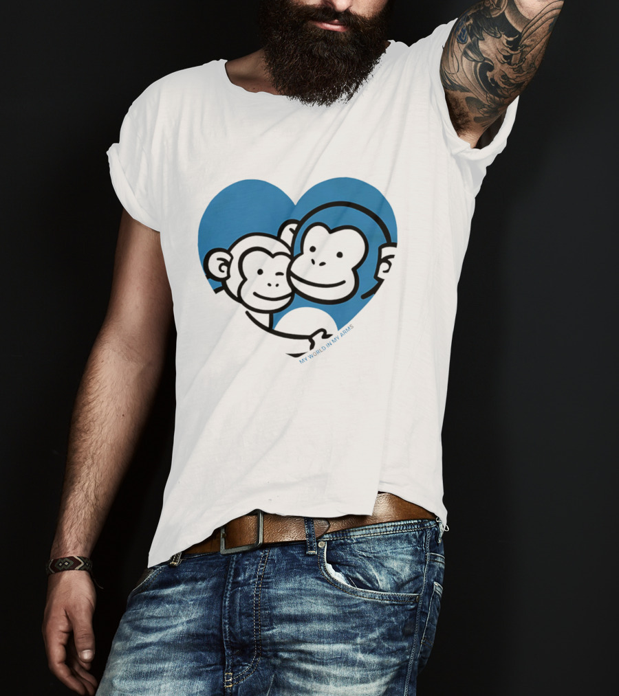 My World In My Arms Heart With Punchi Monkeys T-Shirt