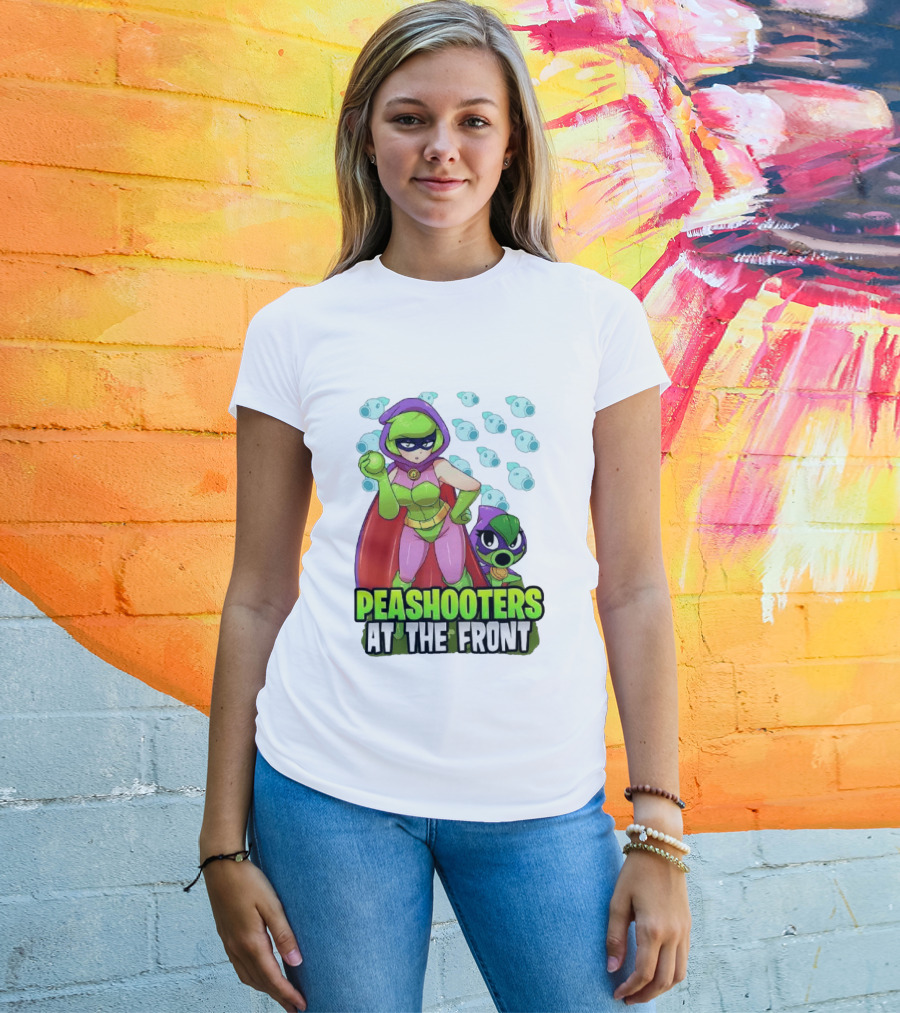 Peashooters At The Front Superhero Style Action Adventure T-Shirt