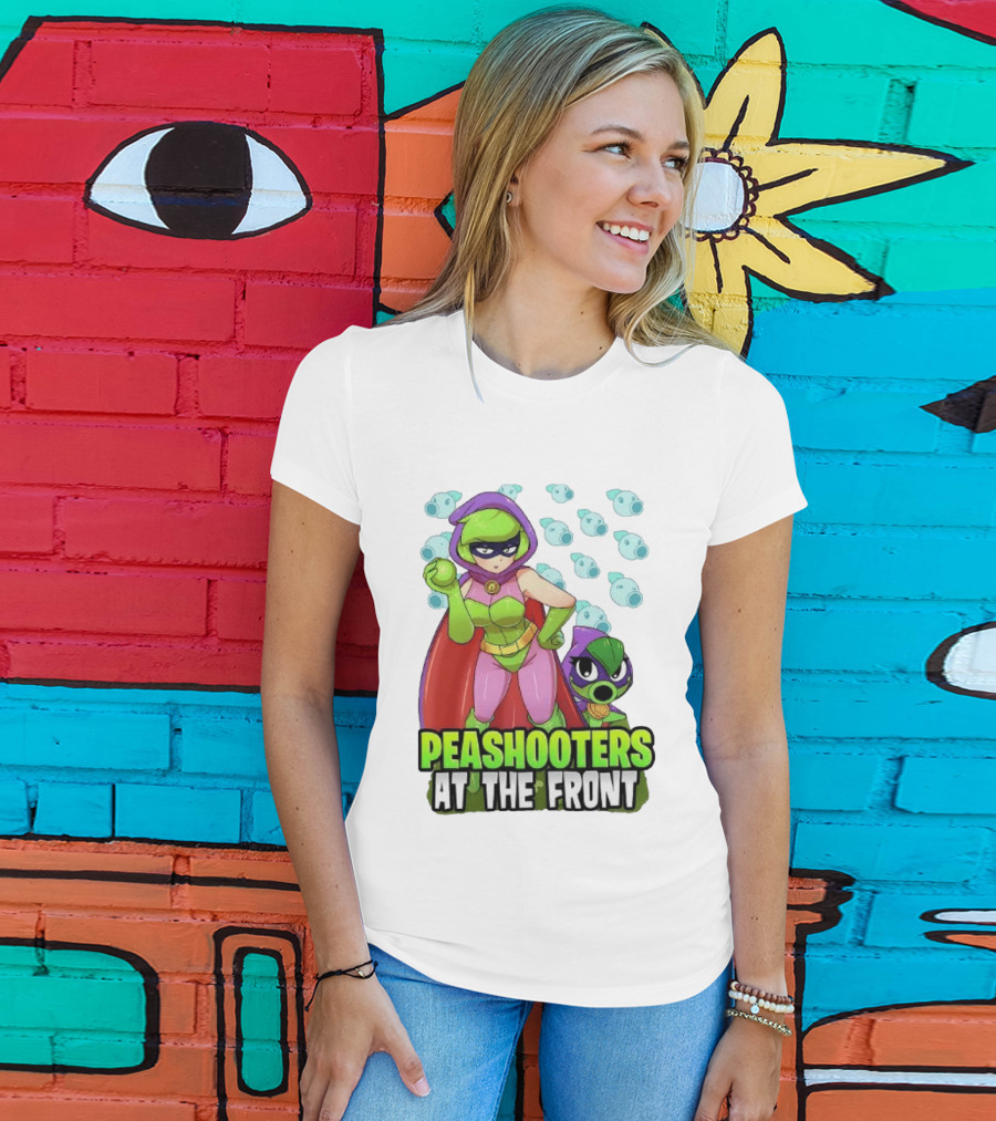 Peashooters At The Front Superhero Style Action Adventure T-Shirt