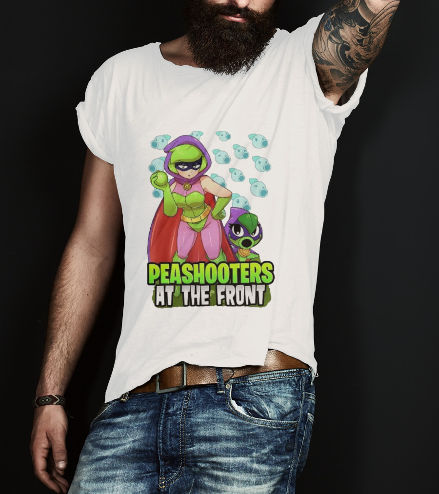 Peashooters At The Front Superhero Style Action Adventure T-Shirt