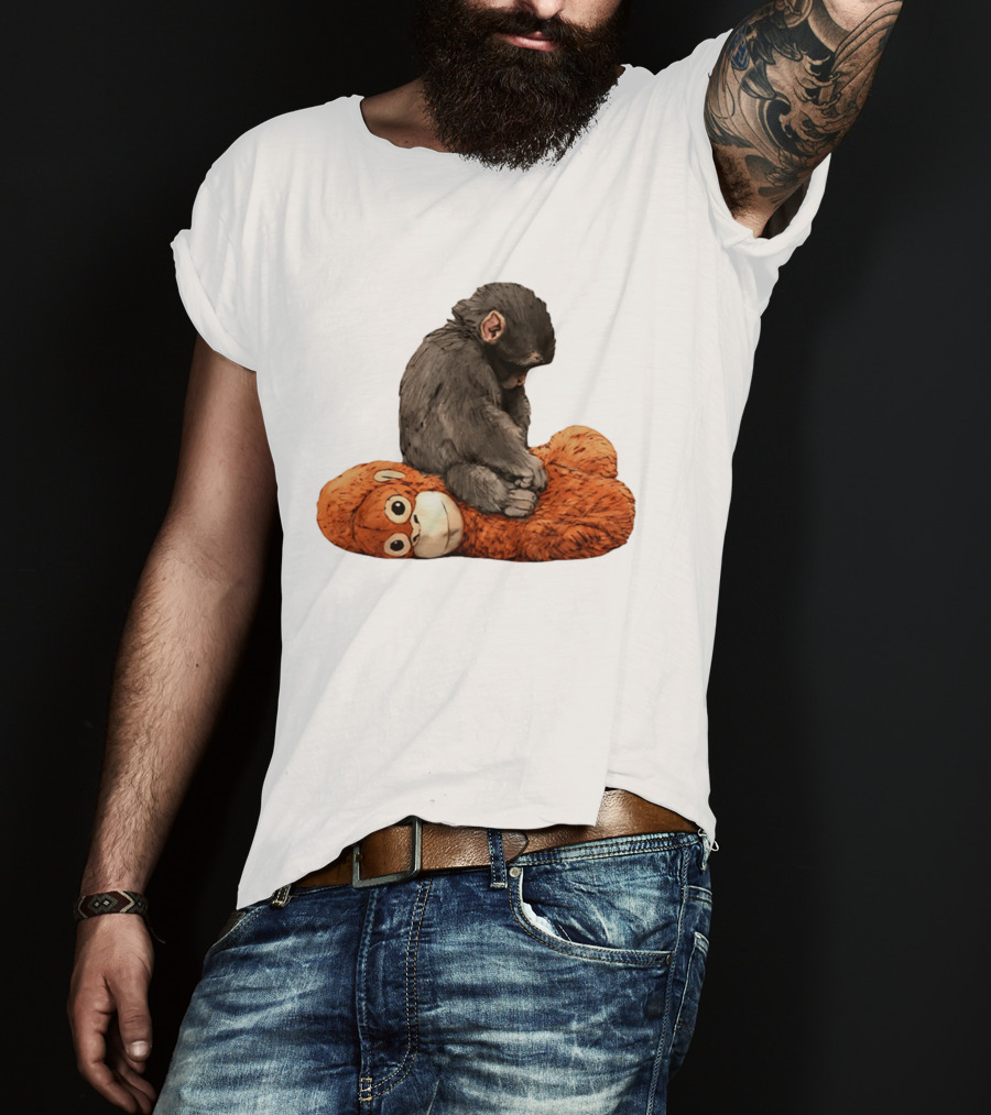 Punch Kun Protect Baby Monkey Comfort Plush Hugging Companion T-Shirt
