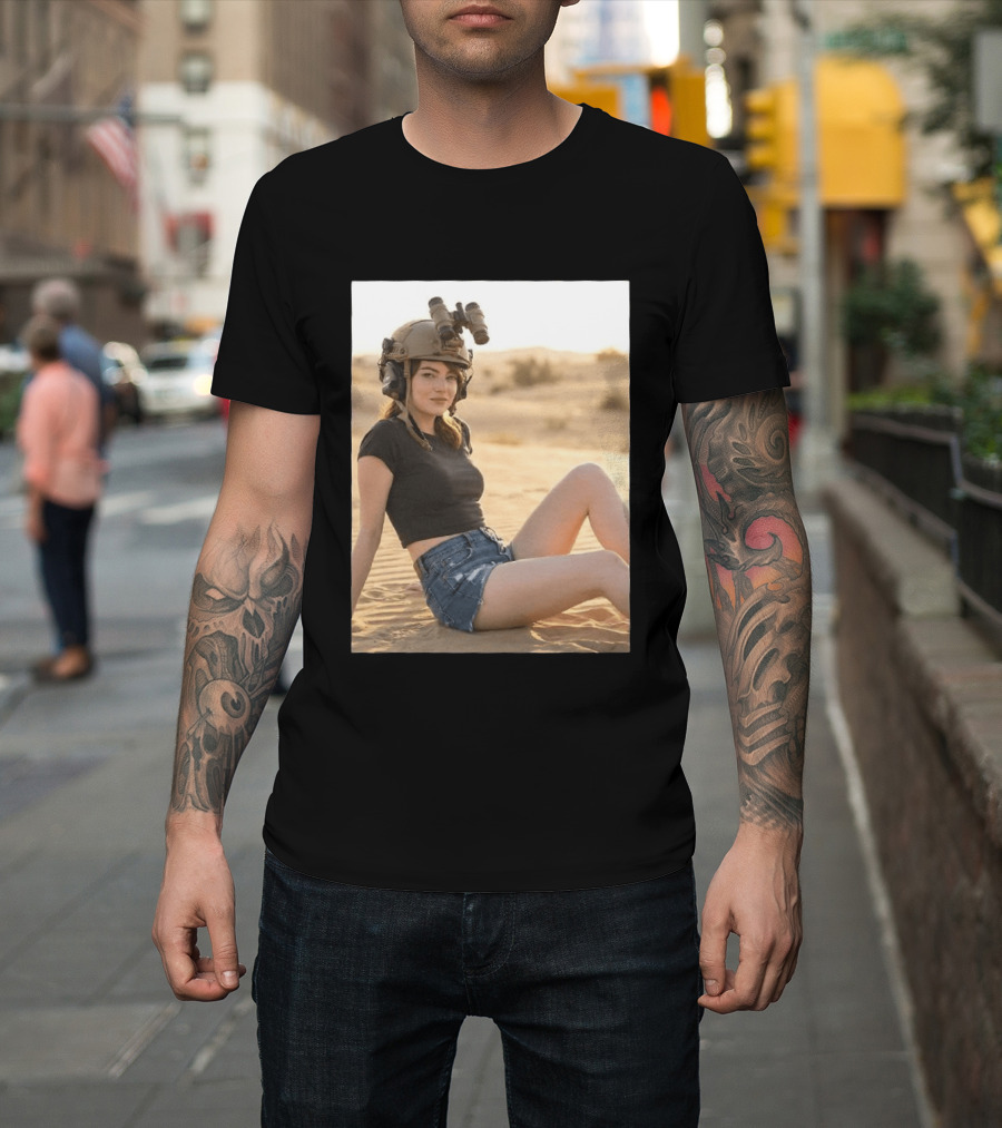Emma Stone Desert Night Vision Helmet Adventure T-Shirt