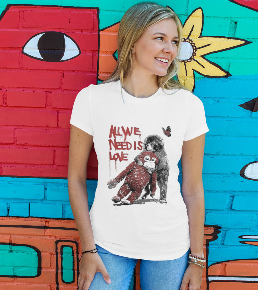 All We Need Is Love Baby Monkey Punch Ikea Doll Japan Zoo T-Shirt