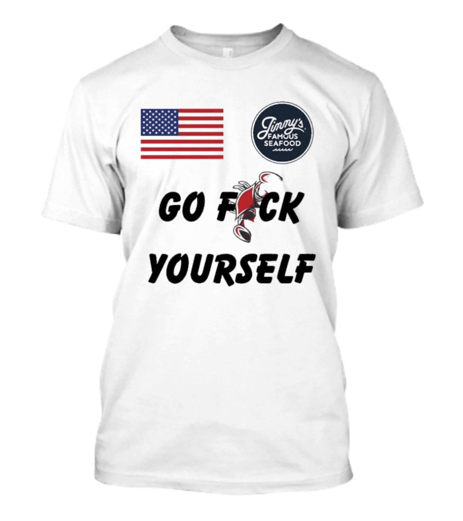 Jimmys Seafood Go F Yourself Crab American Flag T-Shirt