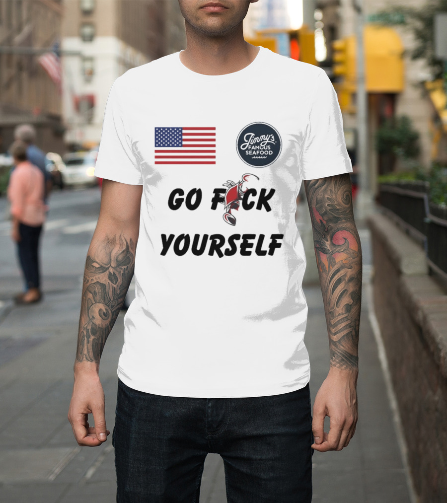 Jimmys Seafood Go F Yourself Crab American Flag T-Shirt