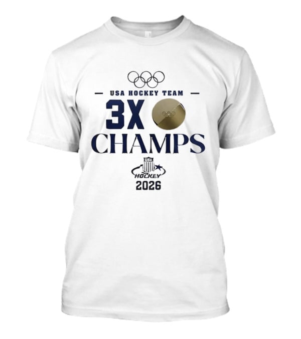 USA Hockey Team 3X Champs Olympic Gold Medal 2026 T-Shirt