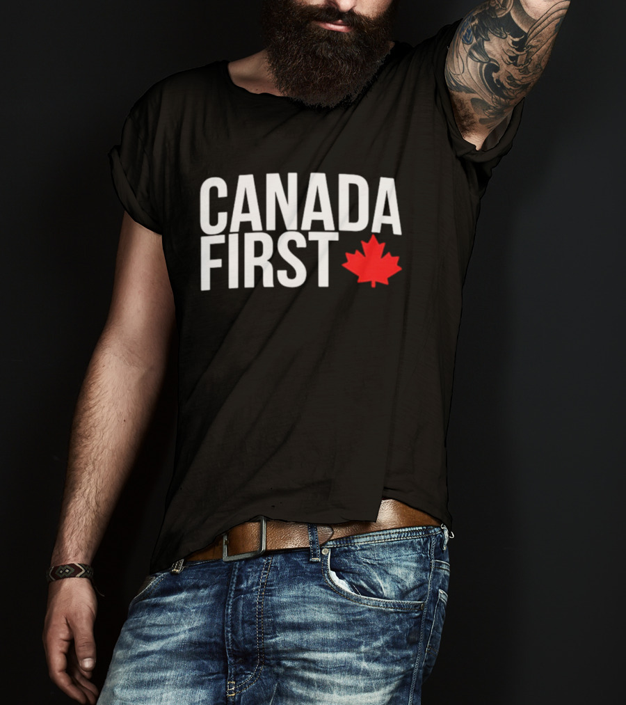 Canada First Baseball Red Maple Leaf T-Shirt