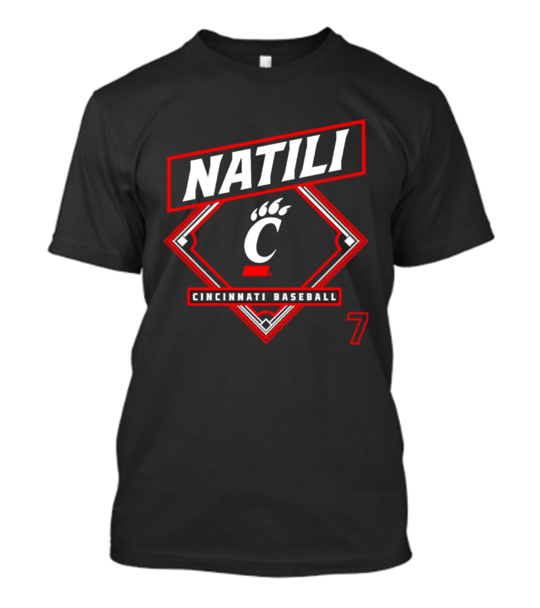 Natili Cincinnati Baseball Bearcats 2026 Number 7 T-Shirt