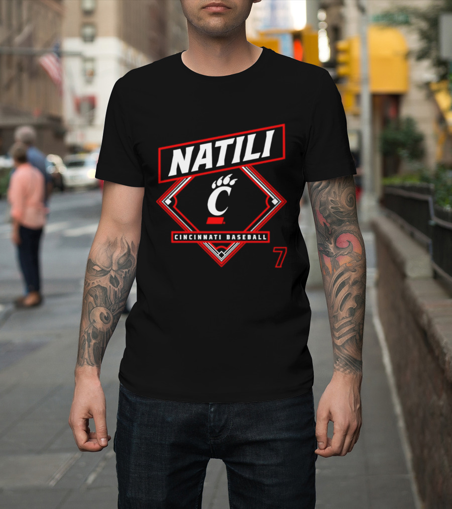 Natili Cincinnati Baseball Bearcats 2026 Number 7 T-Shirt