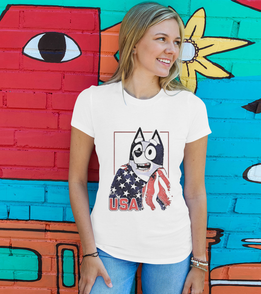 USA Bluey Hockey Jack Hughes Team Smile T-Shirt