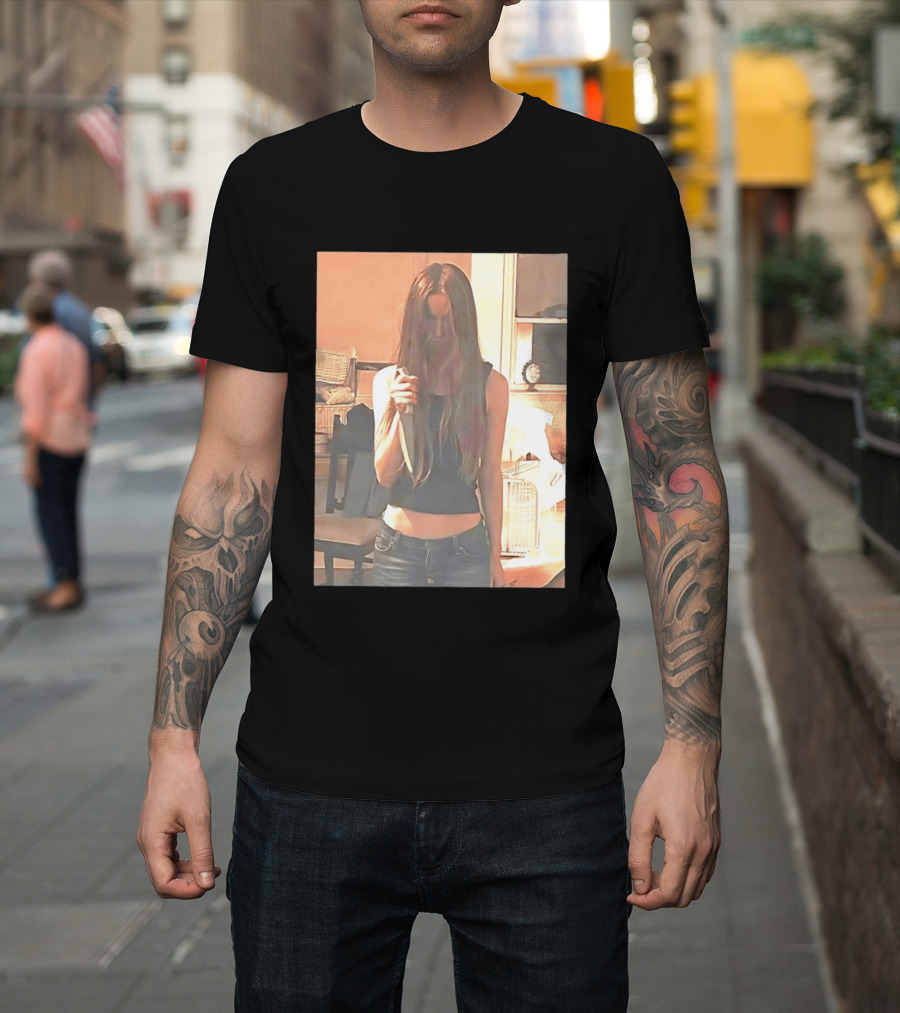 Long Hair Girl With Survival Knife In Room T-Shirt