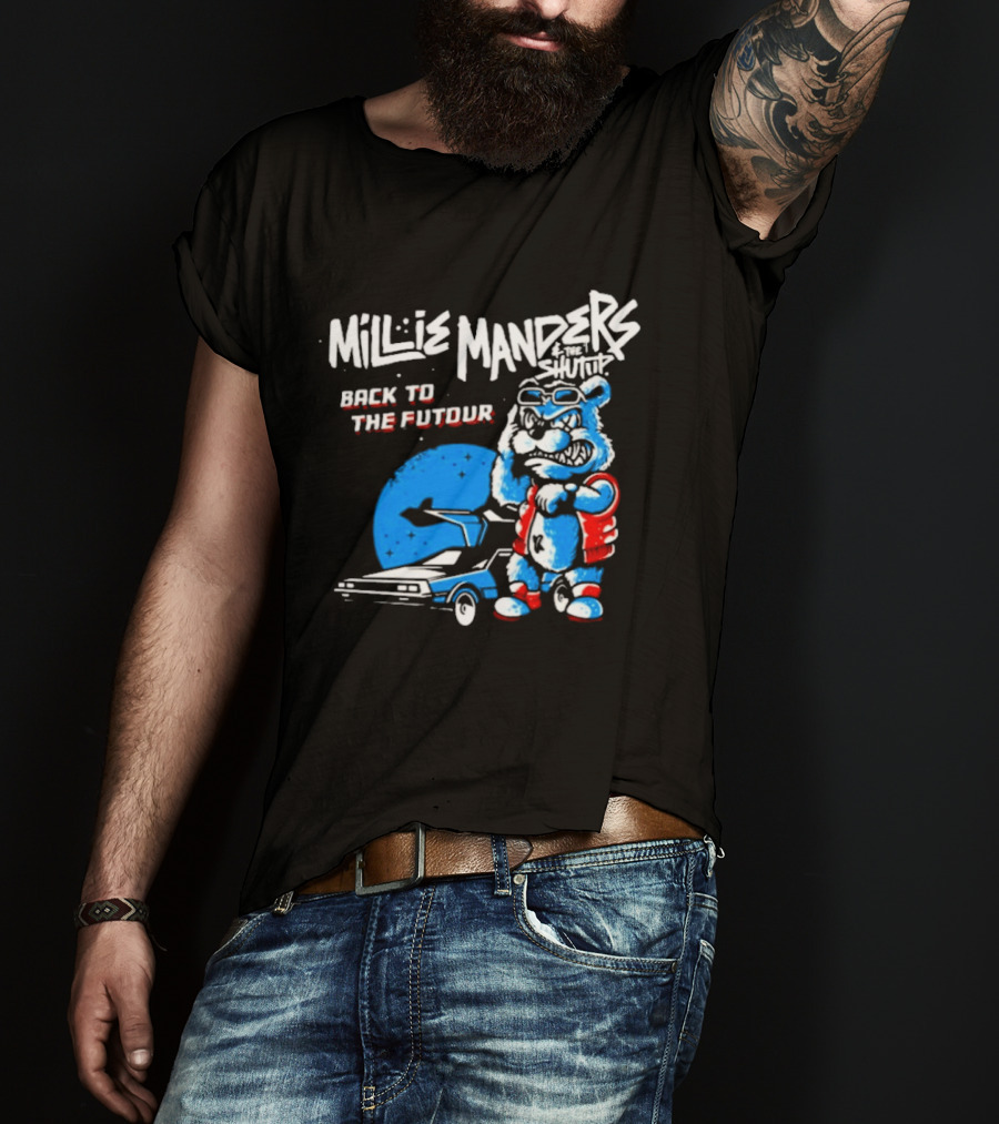 Millie Manders And The Shutup Back To The Futour Retro Cartoon Character And Car T-Shirt
