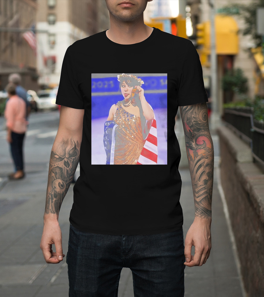 Alysa Liu Gold Medal USA Team Celebration With American Flag T-Shirt