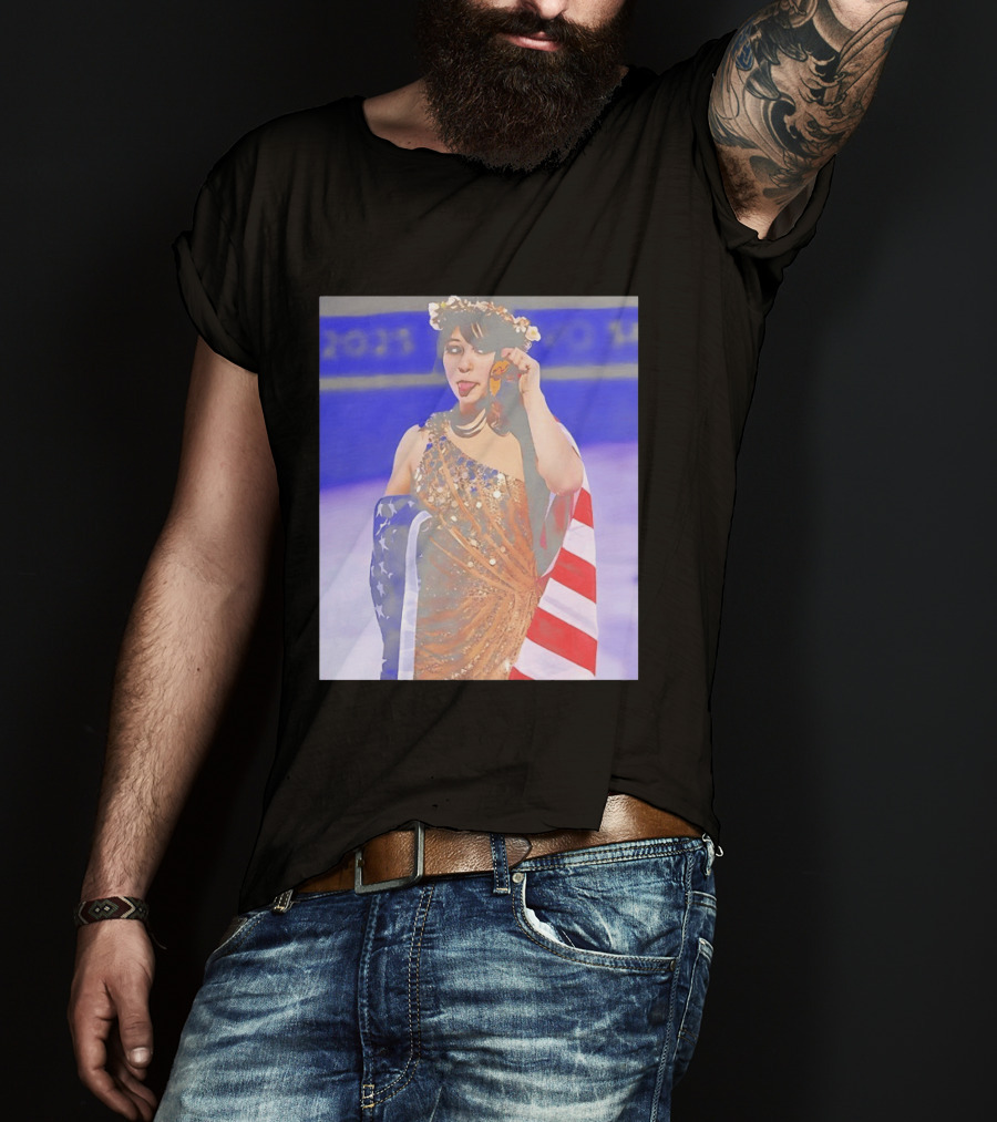 Alysa Liu Gold Medal USA Team Celebration With American Flag T-Shirt