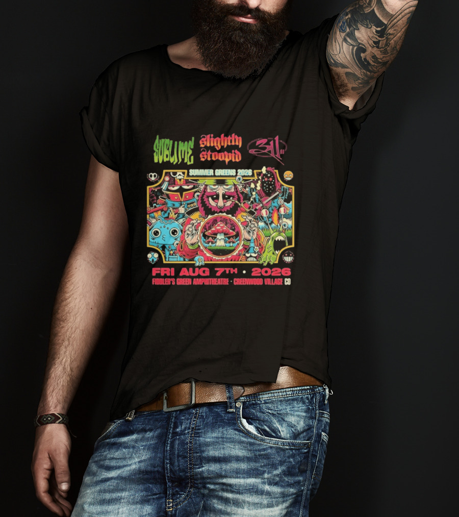 Sublime Slightly Stoopid 311 Summer Greens Fiddler's Green Amphitheatre 2026 Greenwood Village CO August 7th T-Shirt