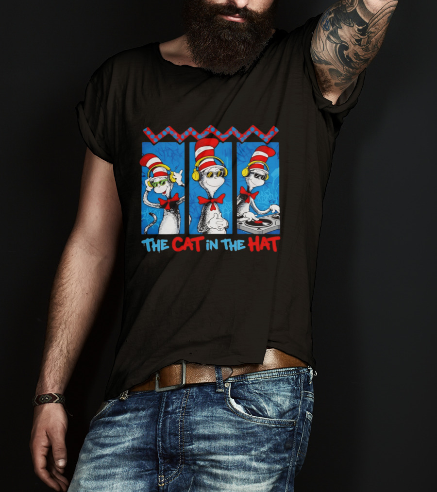 The Cat In The Hat Dr Seuss DJ Headphones And Sunglasses T-Shirt