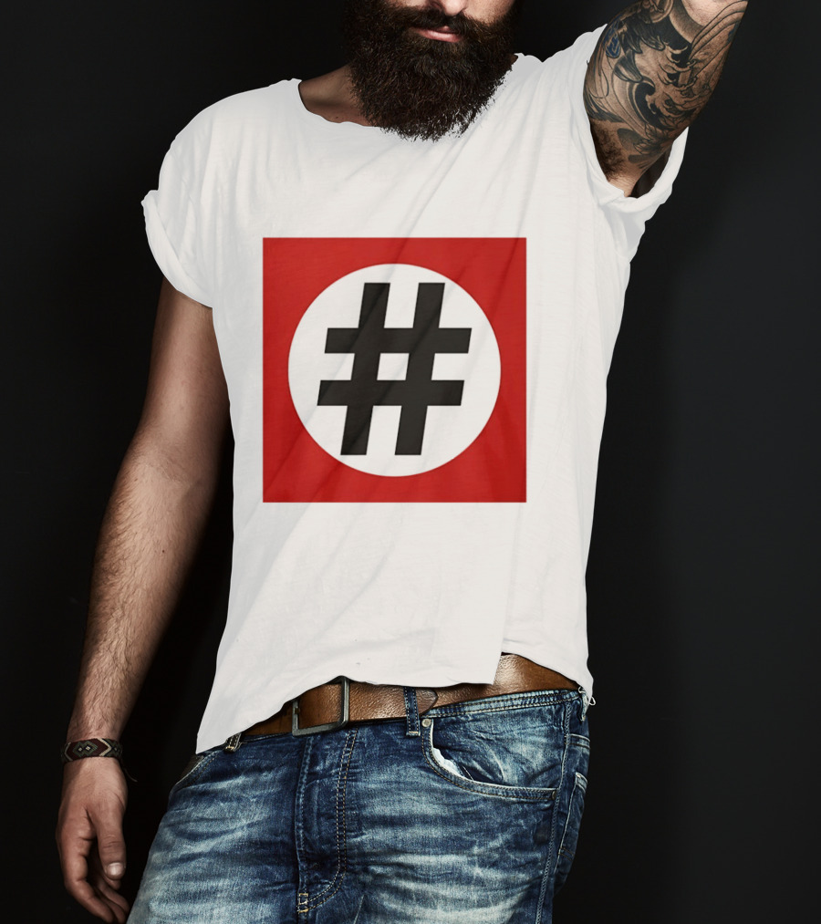 Hashtag Symbol Black On Red Square T-Shirt