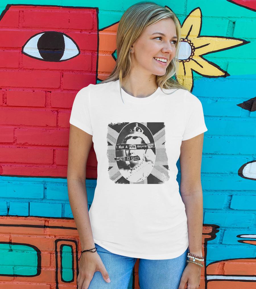 I Was A Punk Before You Were A Punk Queen Collage British Flag T-Shirt