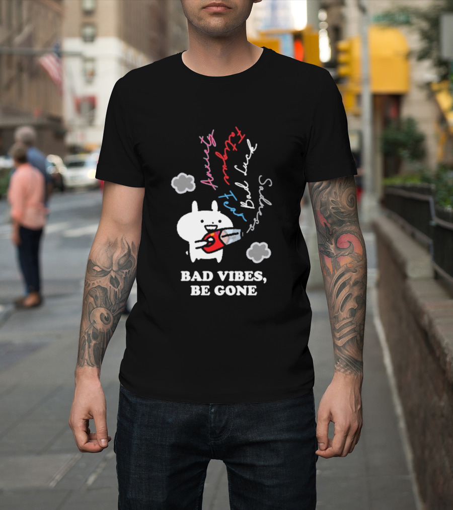 Usagyuuun Bad Vibes Be Gone Lucky Fast Silver Happiness T-Shirt