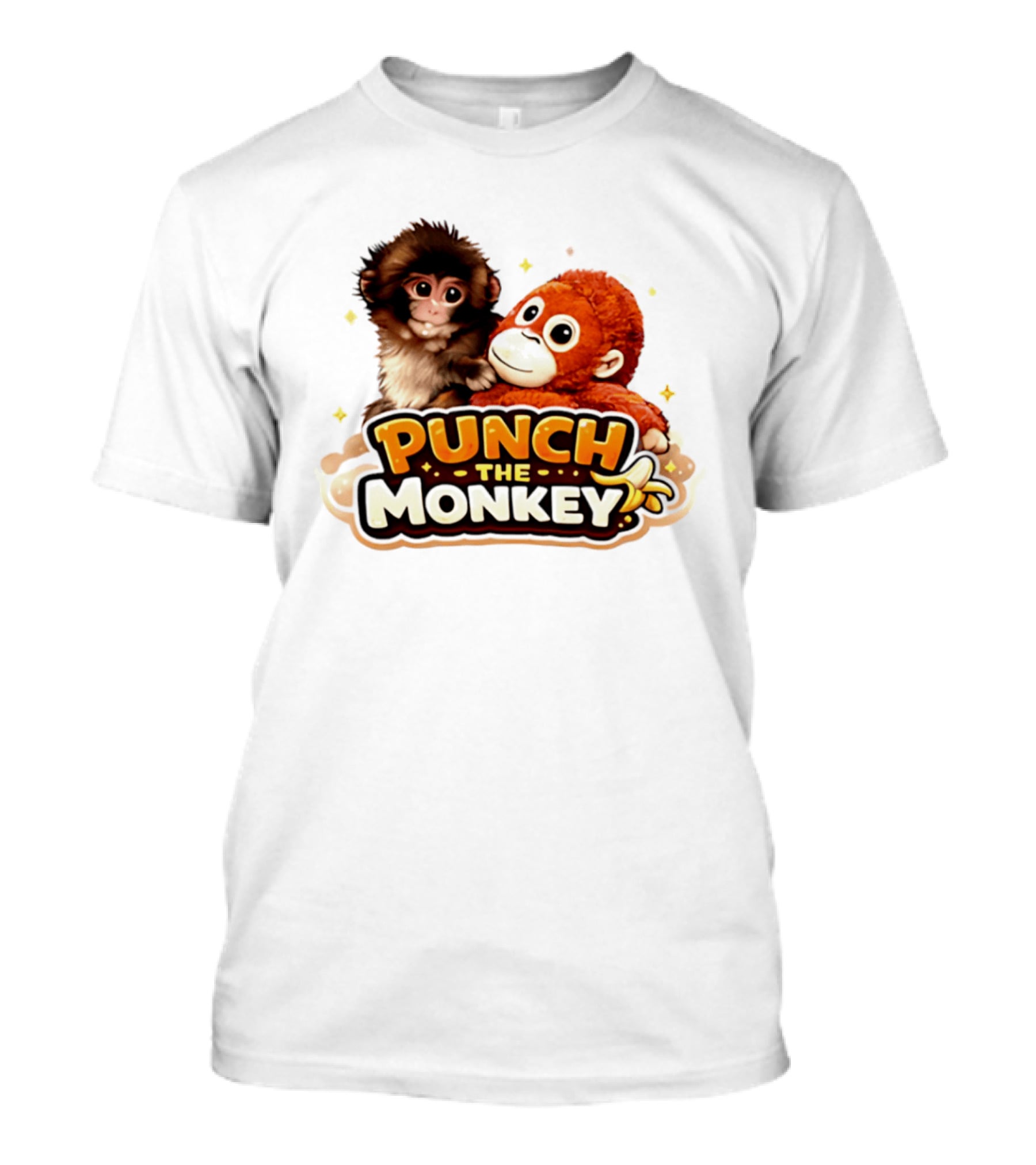 Punch The Monkey Cute Plush Cartoon T-Shirt