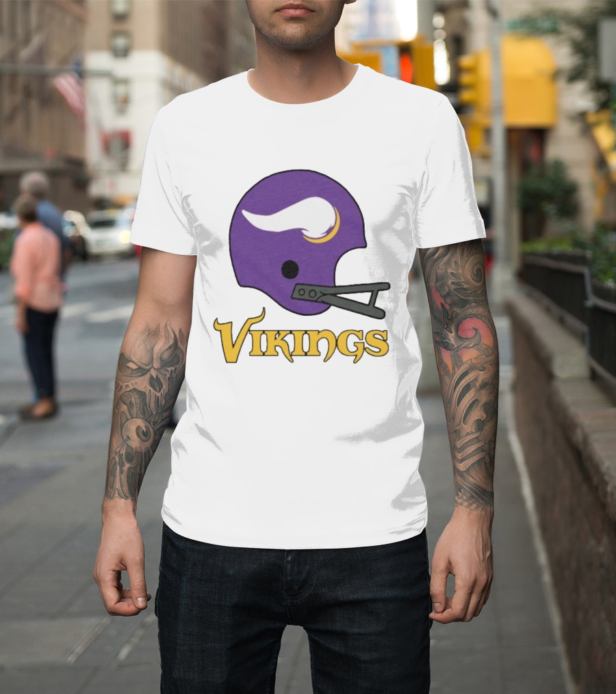 Vikings Minnesota Big Helmet Purple Football Team T-Shirt