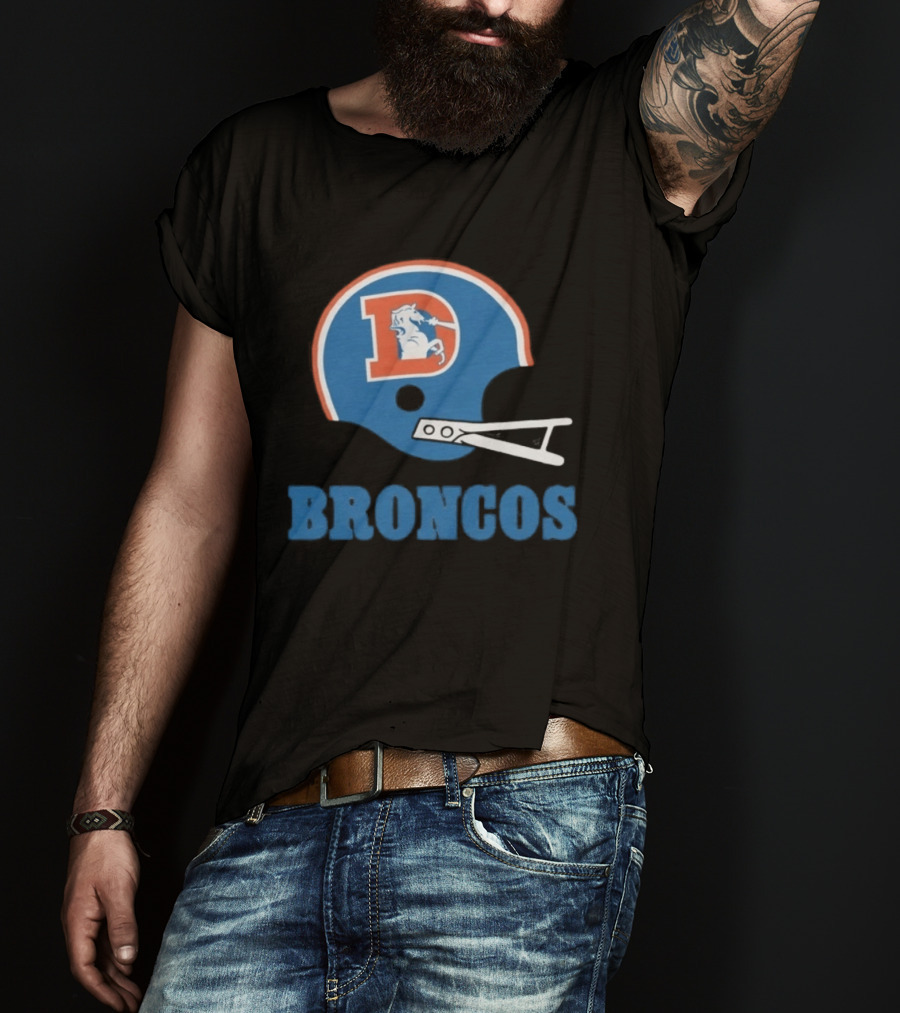 Denver Broncos Retro Football Helmet Graphic Broncos T-Shirt