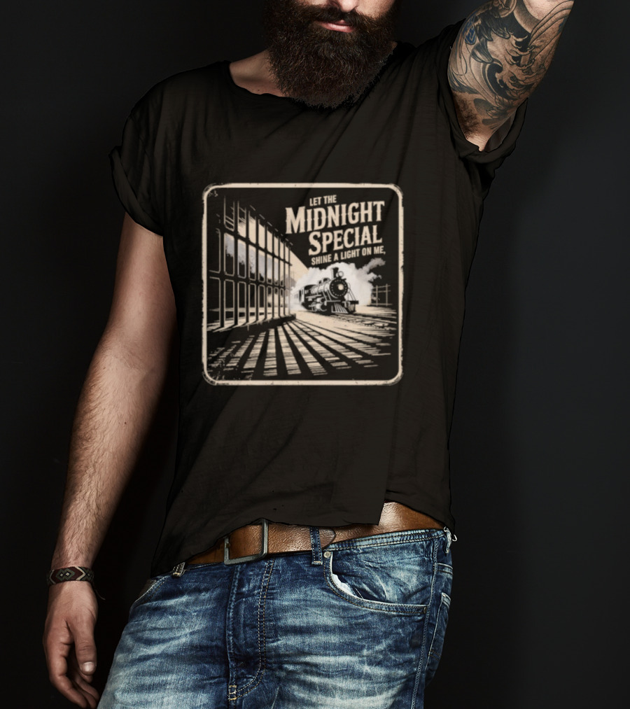 Let The Midnight Special Shine A Light On Me Train Illustration Classic Song Reference T-Shirt
