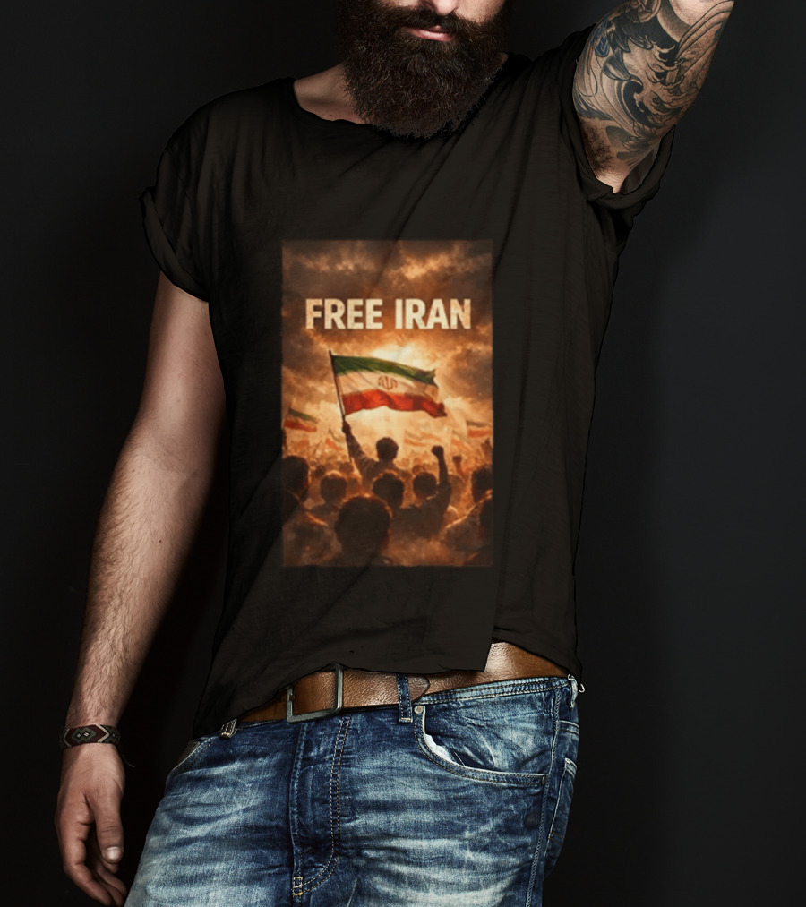 Free Iran Flag Protest With Crowd T-Shirt